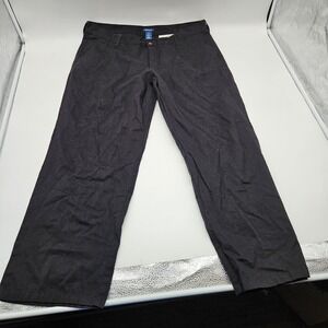 George Classic Fit Black Trousers Men Size 38x32‎ Flat Front Dress Pants
